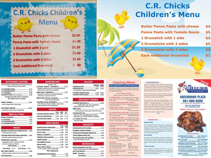 C.R. Chicks (Palm Springs) Menu