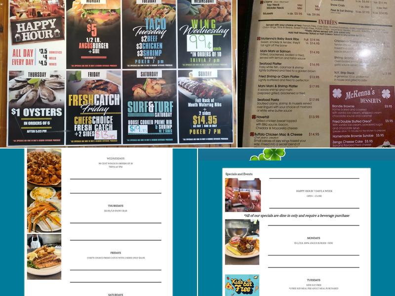 McKenna's Place Menu