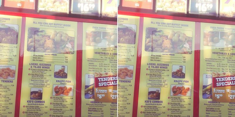 Hartz Chicken Buffet Menu