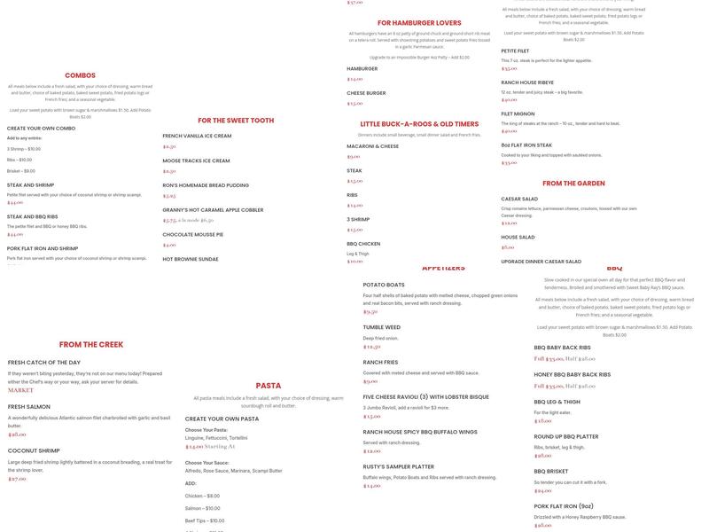 Rusty's Ranch House Menu