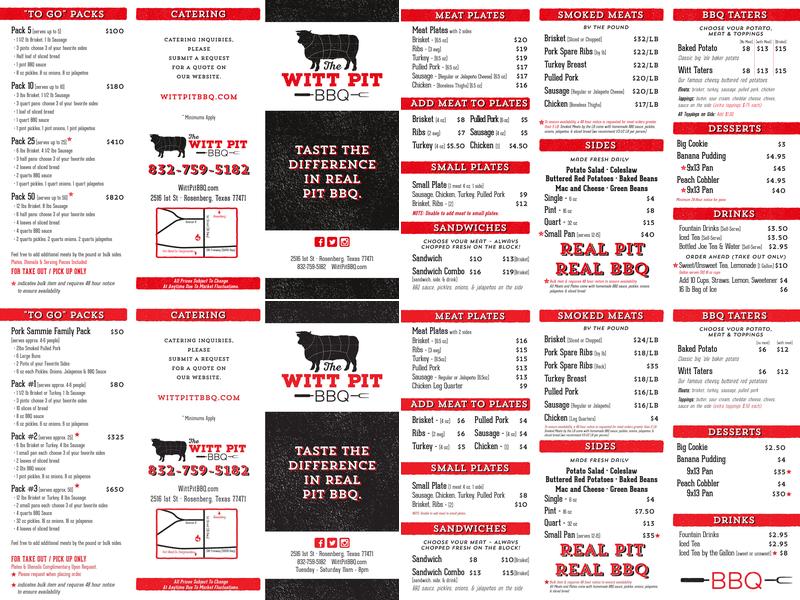 Witt Pit BBQ Menu