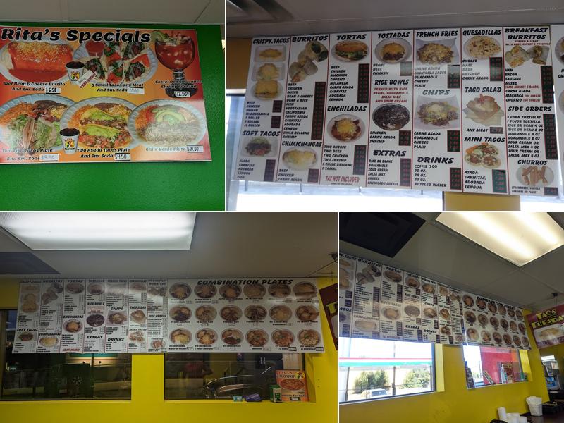 Rita’s Taco Shop Menu
