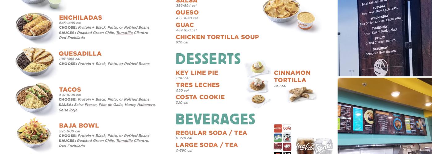 Costa Vida Menu