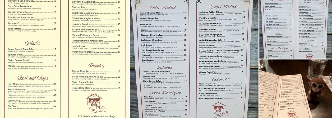 Petit Bistro Menu