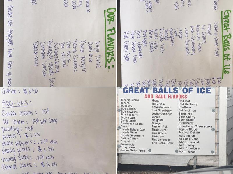 Great Balls Of Ice Menu