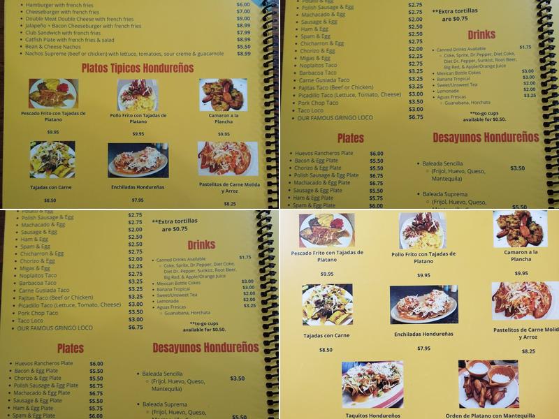 Brizuela's Menu