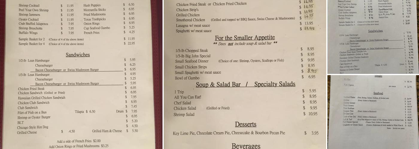 Windjammer Menu
