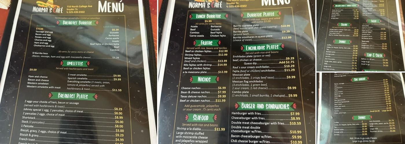 Norma's Cafe Menu
