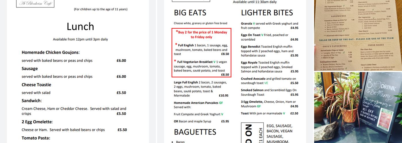 Osco's At Blenheim Cafe Menu