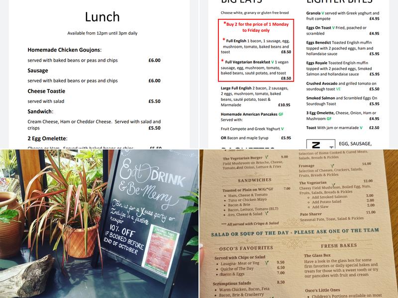 Osco's At Blenheim Cafe Menu