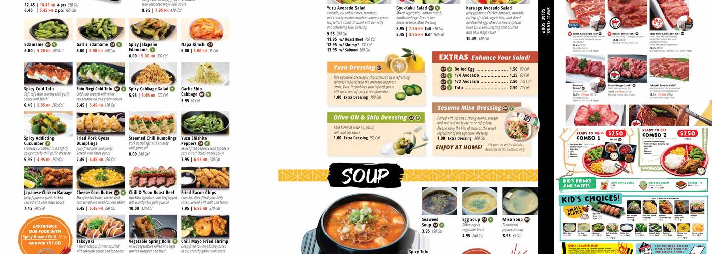 Gyu-Kaku Japanese BBQ Menu
