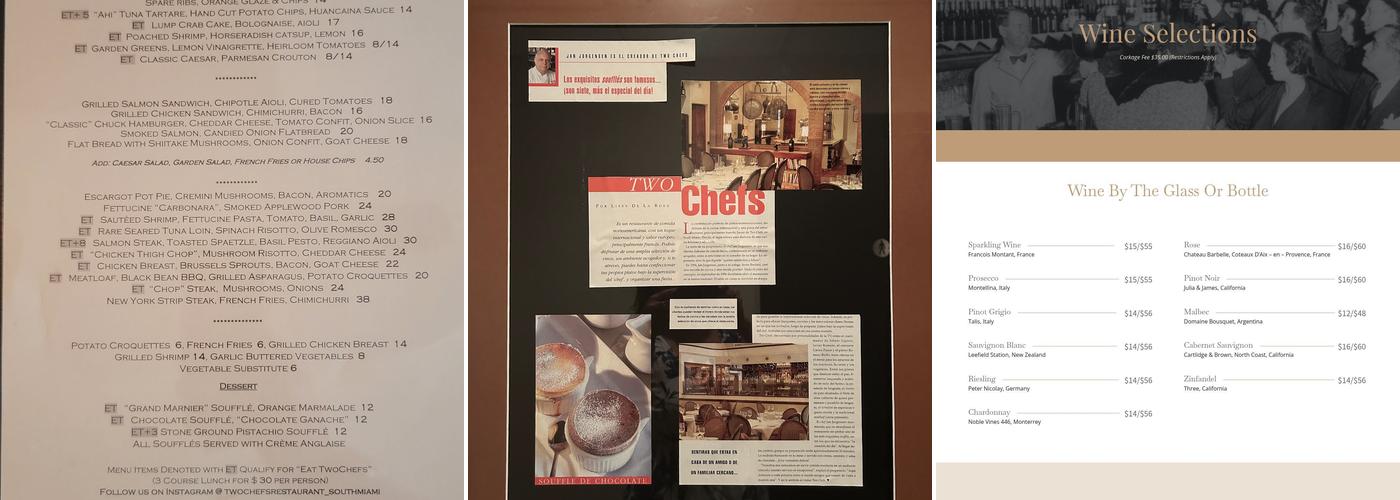 Two chefs restaurant Menu