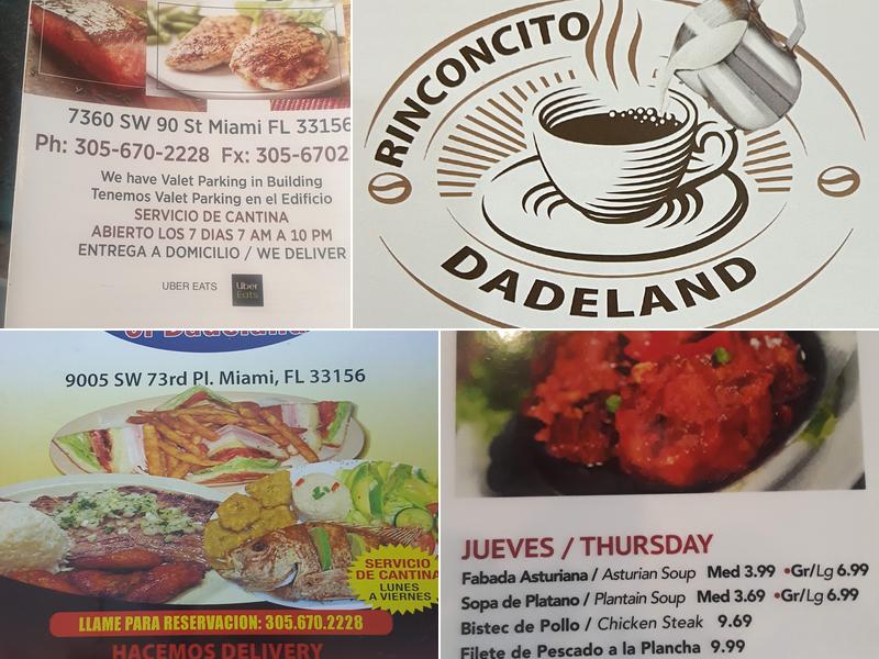 Rinconcito Dadeland Miami Menu
