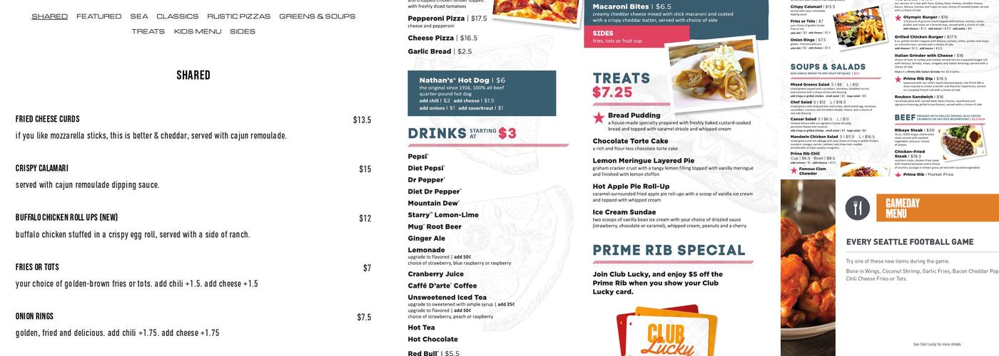 The Drift at Lucky Dog Casino Menu