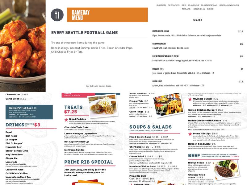 The Drift at Lucky Dog Casino Menu