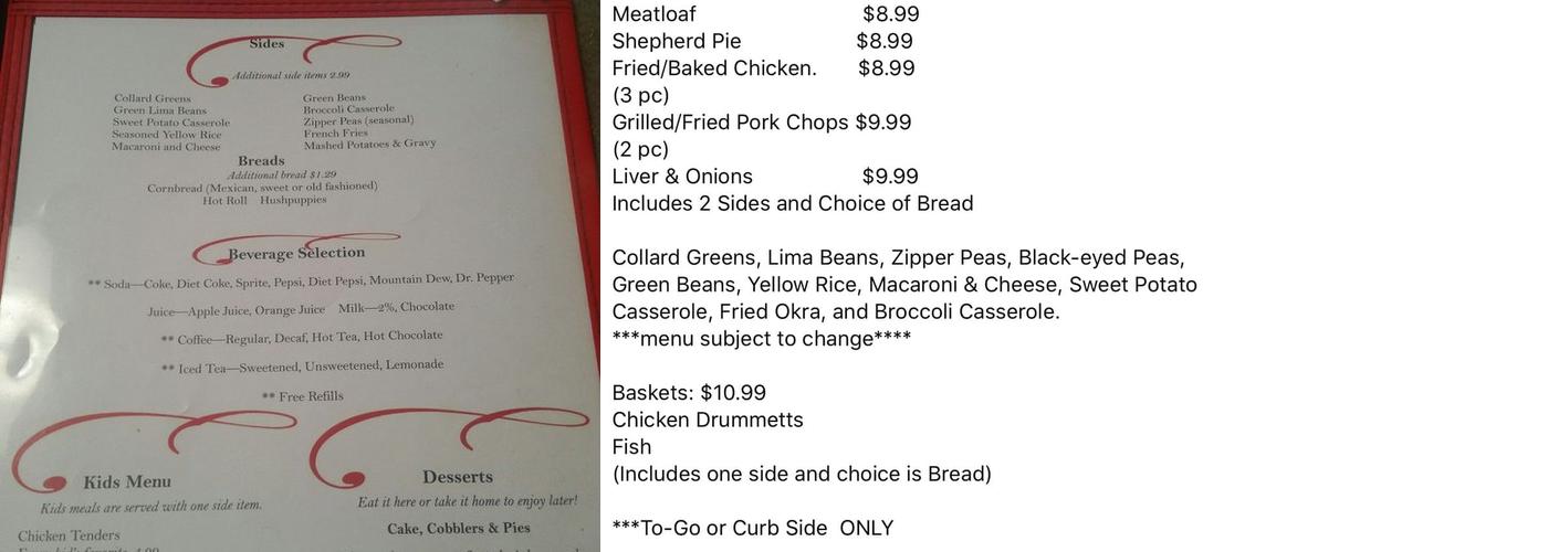 Especially 4 U Catering Menu