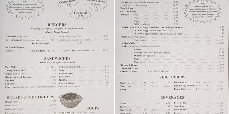 Cody Cafe Menu