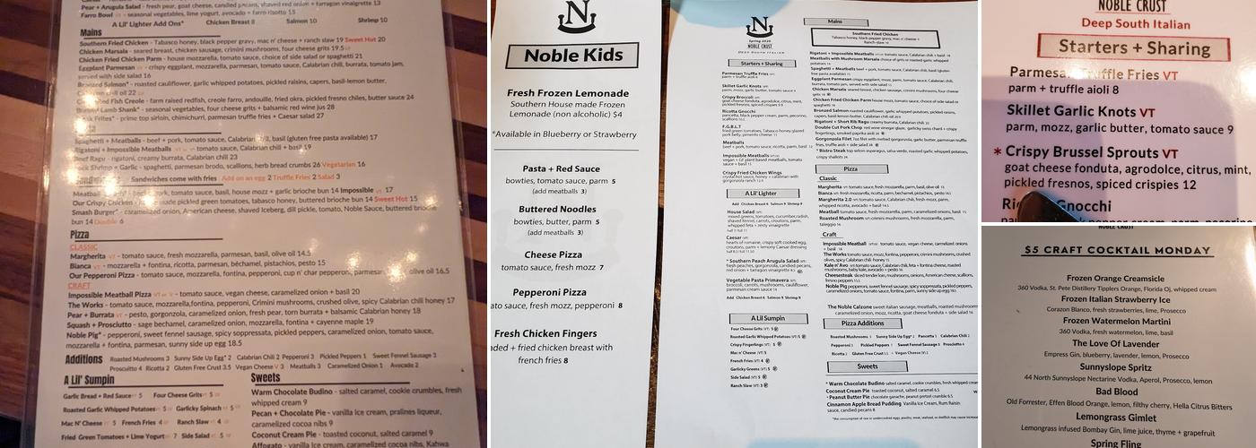 Noble Crust of St. Petersburg Menu