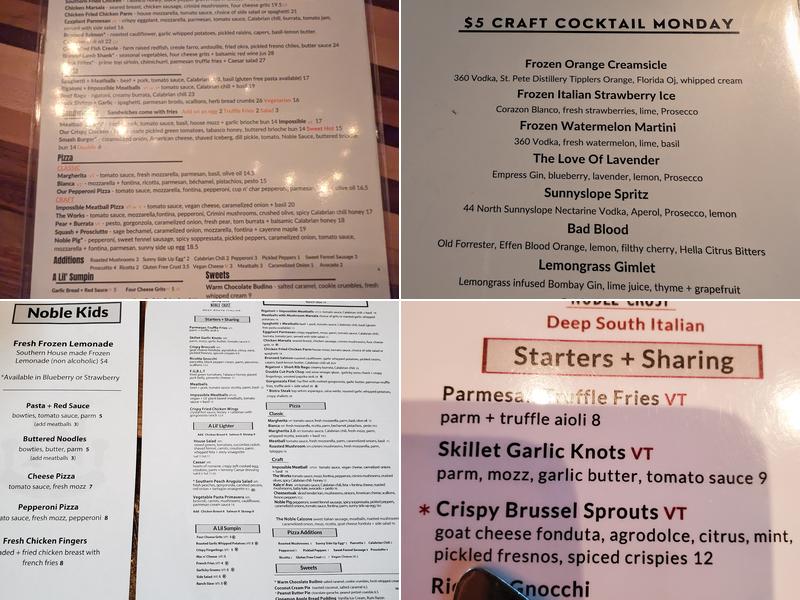 Noble Crust of St. Petersburg Menu