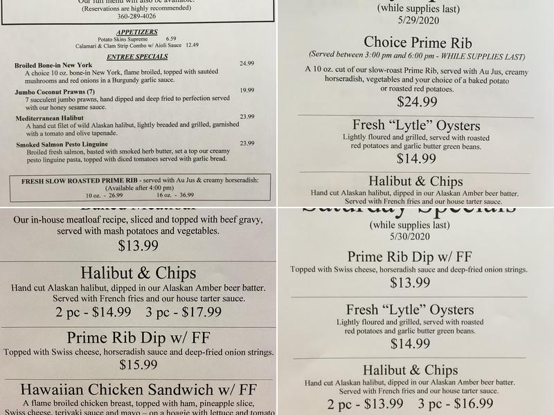 Alec's By the Sea Menu