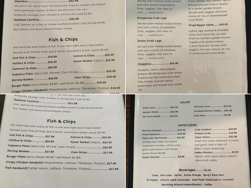 Mike's Seafood Menu