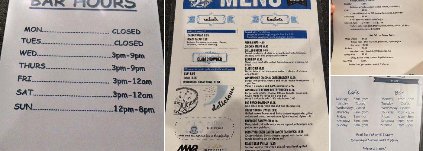 Windjammer Restaurant & Lounge Menu