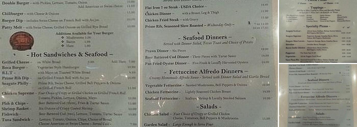 Seagate Restaurant & Lounge Menu