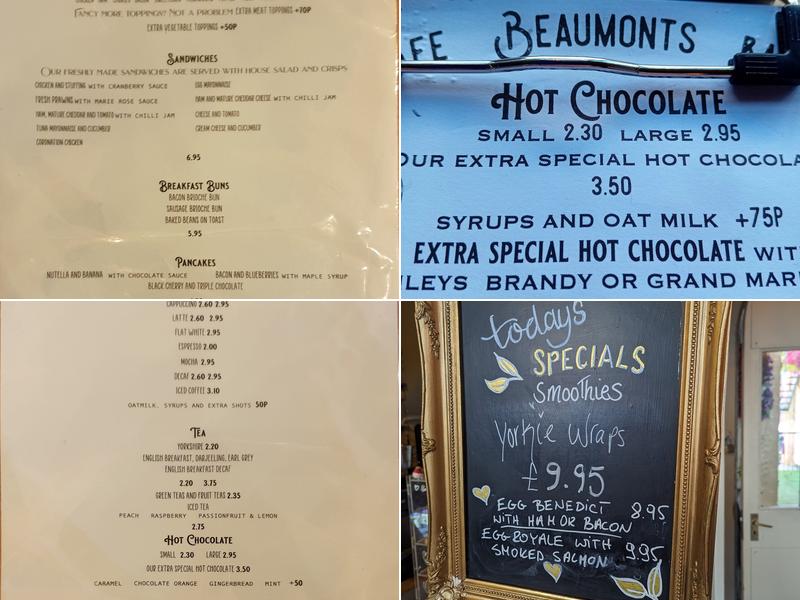 Beaumont's of Ashbourne Menu
