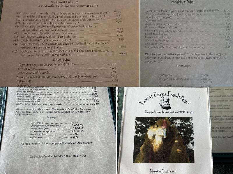 Quinault Internet Cafe Menu