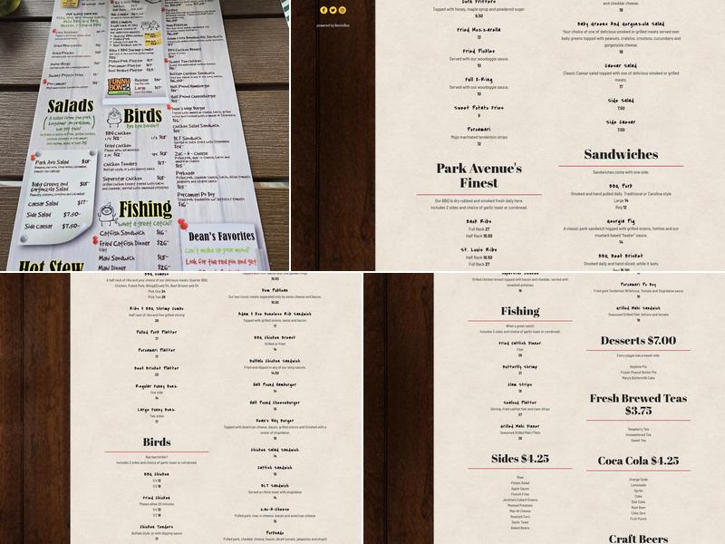 Park Avenue BBQ Grille Menu