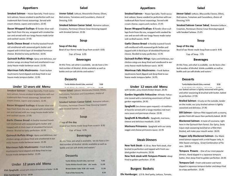 The Salmon House Restaurant Menu