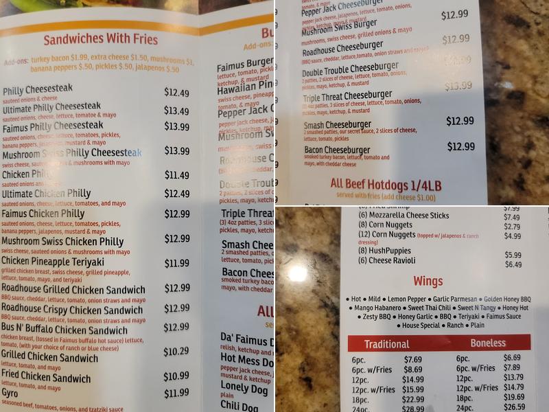 Faimus Wings Menu