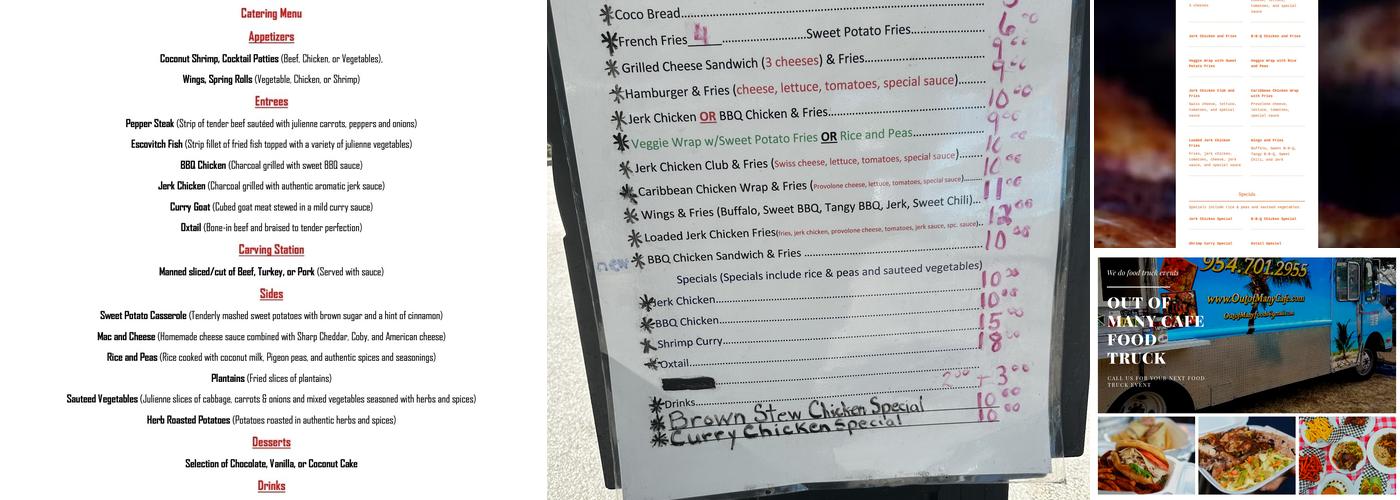 Out of Many Cafe LLC Menu