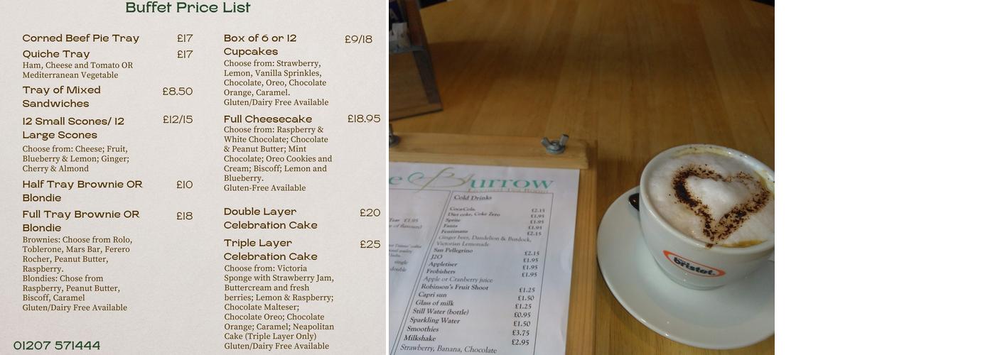 The Burrow Licensed Tearoom Menu
