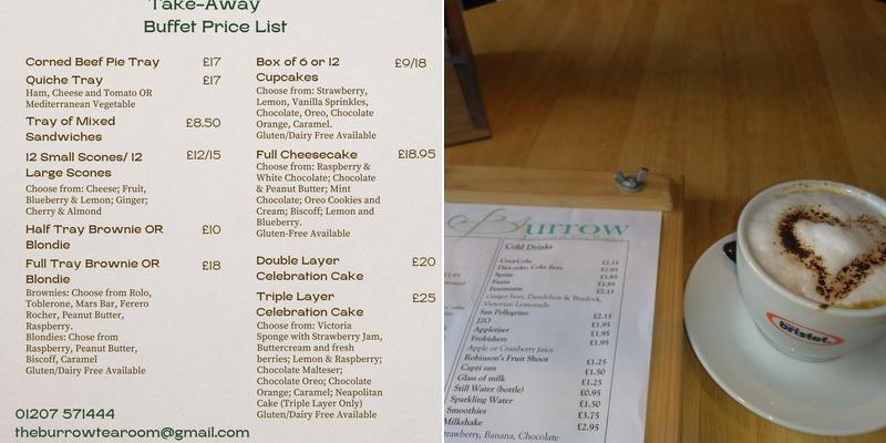 The Burrow Licensed Tearoom Menu