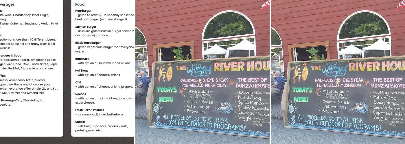 The River House Menu