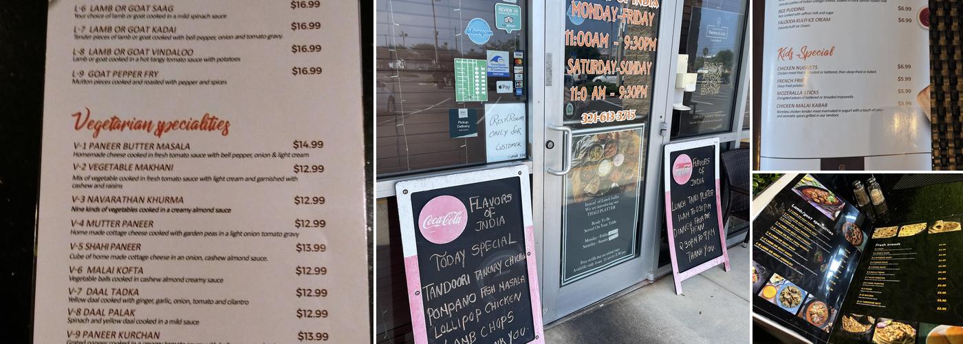 Flavors of India Cocoa Beach Menu