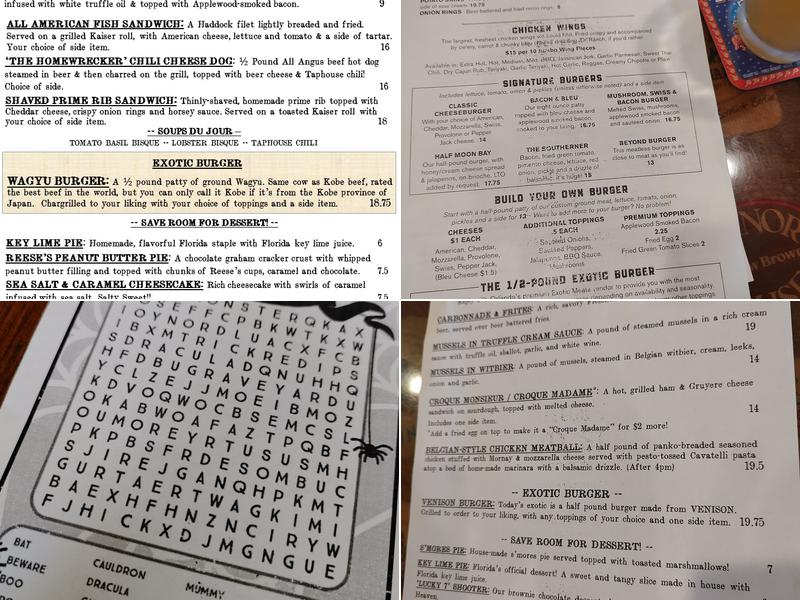 Coasters Taphouse Menu