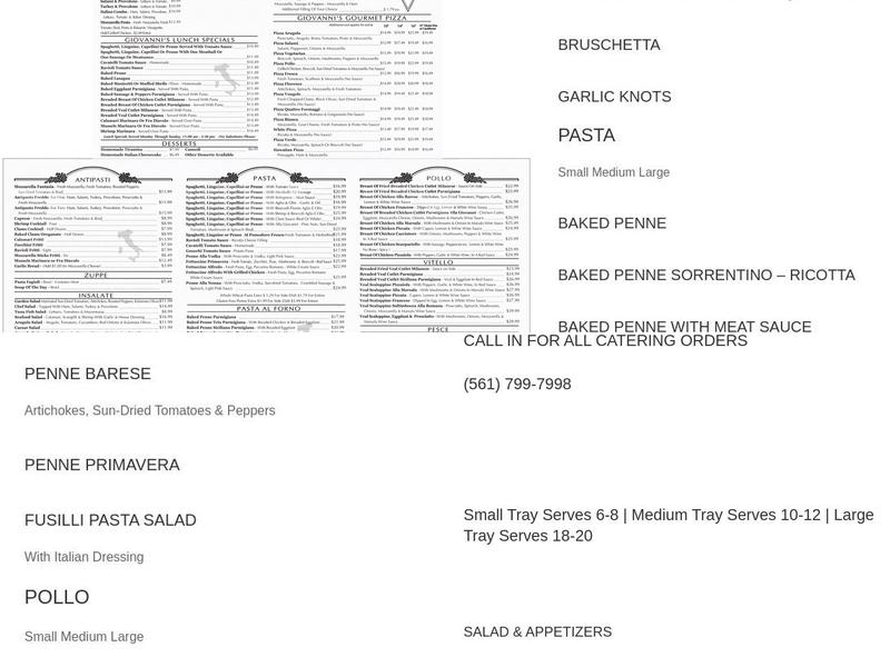 Giovanni's Menu