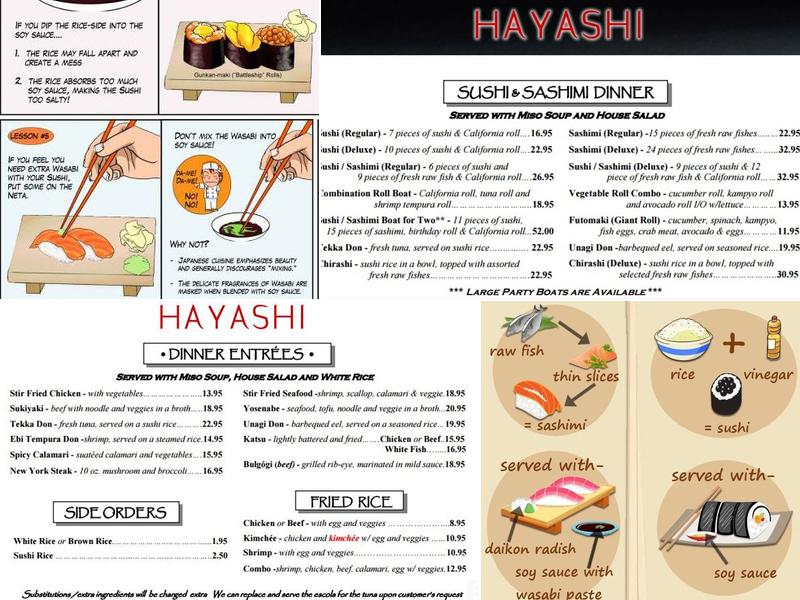 Hayashi Japanese Restaurant Menu