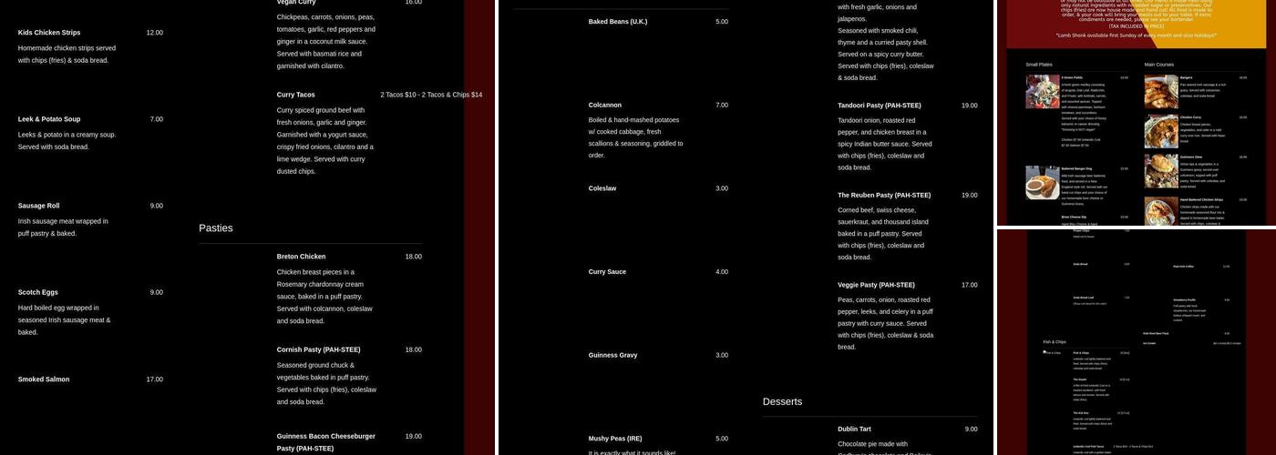 Celtic Ray Public House Menu
