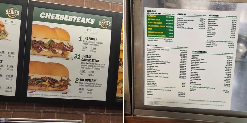 Subway Menu