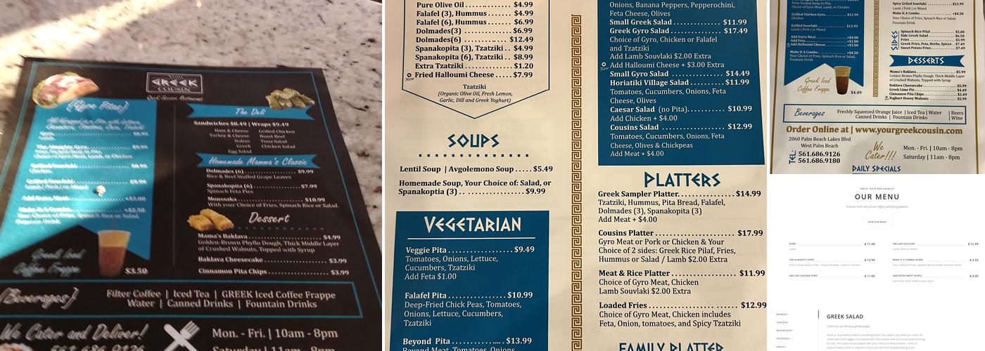 Your Greek Cousin Menu
