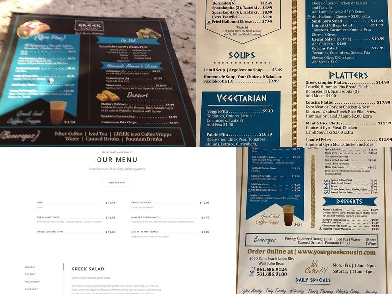 Your Greek Cousin Menu