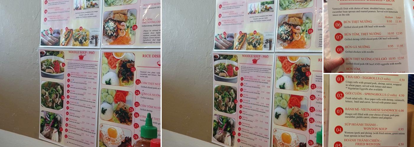 Pho Saigon Punta Gorda Menu