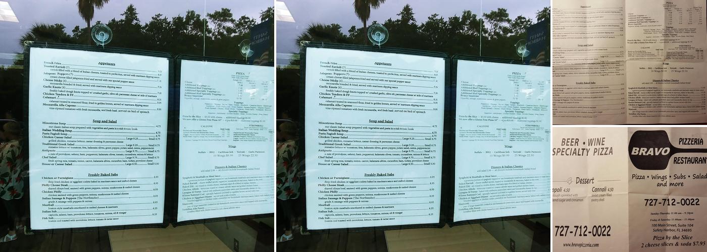 Bravo NY Pizzeria Menu