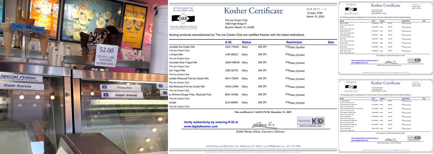 Ice Cream & Yogurt Club Menu