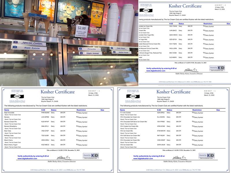 Ice Cream & Yogurt Club Menu