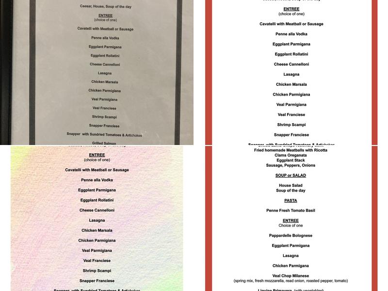 Mario’s Lake Ave Menu