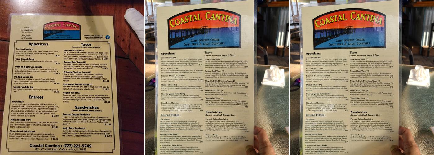 Coastal Cantina and Grill Menu